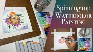 Spinning top - watercolor drawing mixed techniques screenshot 1