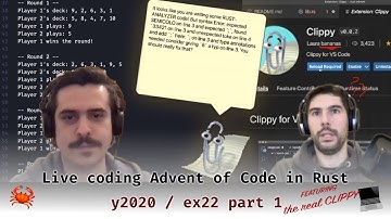 Advent of code in Rust - solving year 2020 exercise 22 part 1 (Twitch Live 2021-11-15)