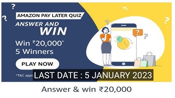 Amazon Pay Later Quiz Answers Today|9 December 2022 | Daily Quiz Time
