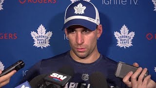 John tavares addresses the media following toronto's 5-3 preseason win
over montreal on wednesday night.