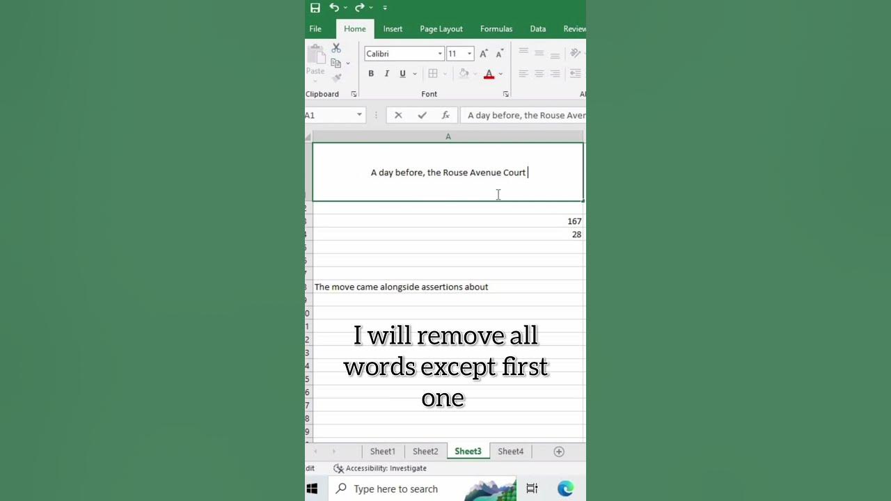 Count of words in excel how to get word in excel shortvideo 