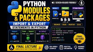 Python Lecture 28: Python packages & Modules Tutorial | Step by step NVDA/JAWS friendly explaination