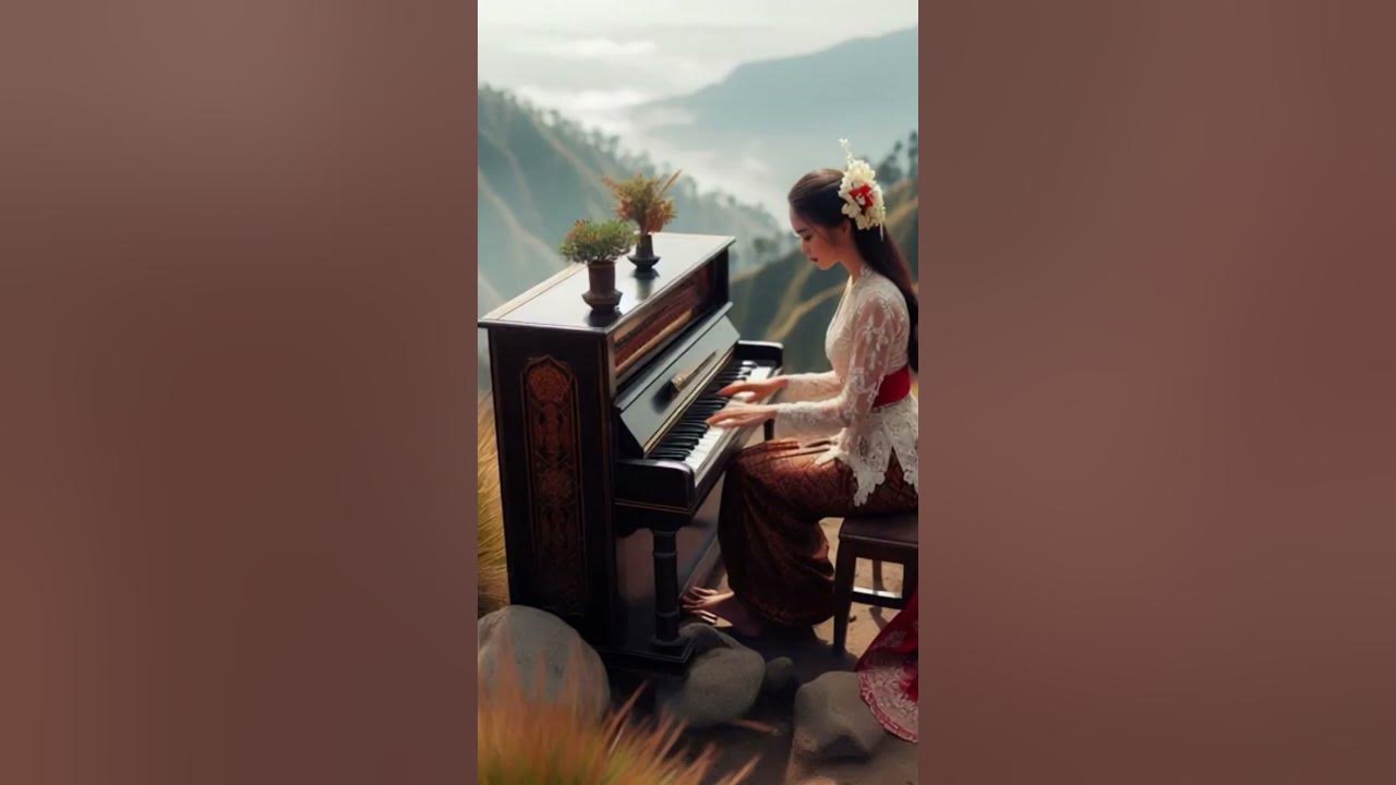 Soulful Piano Elegance: A Heartfelt Indonesian Folk Melody in a Scenic Rice Field Setting