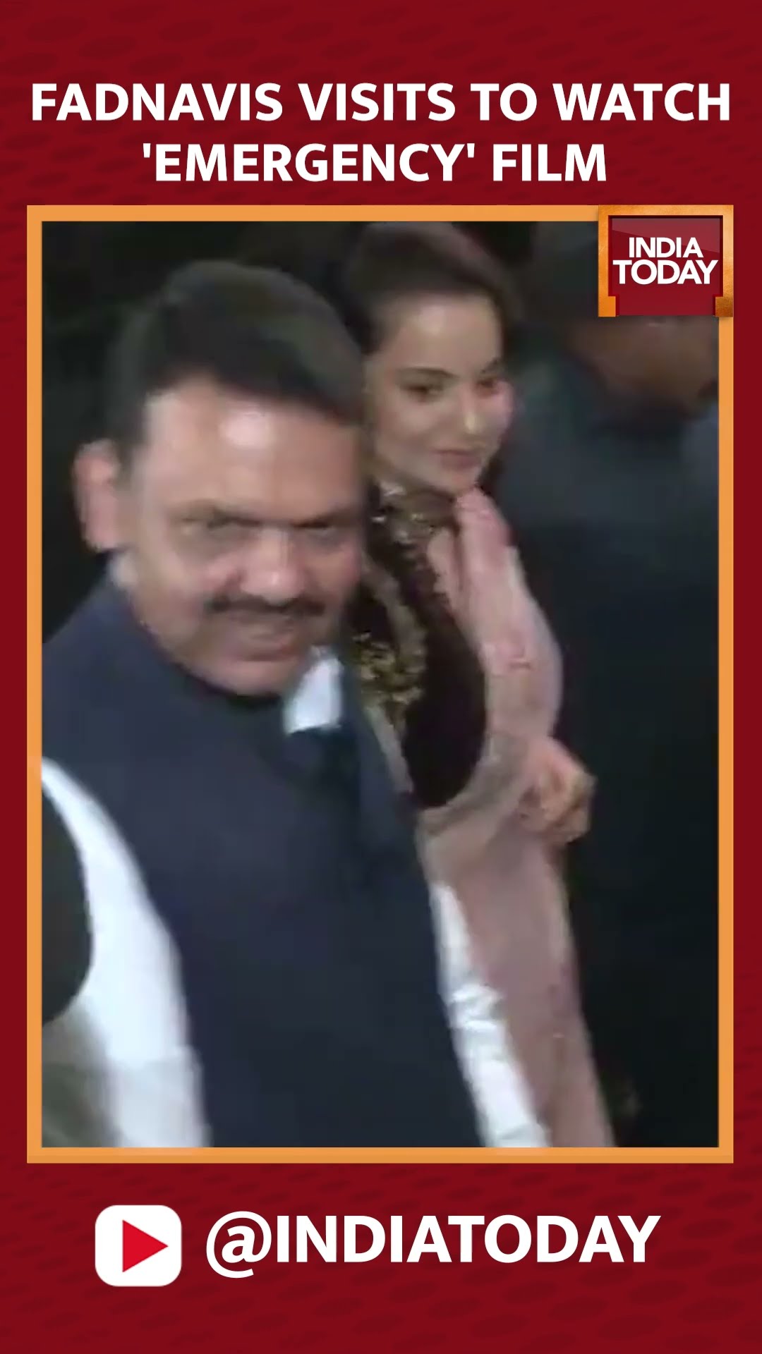 Maharashtra CM Devendra Fadnavis Visits To Special Screening Of The Movie 'Emergency' #shorts