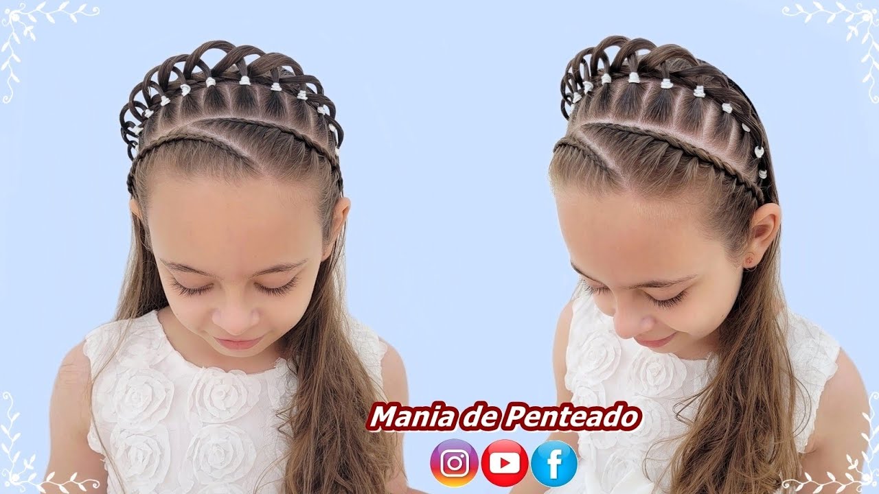 Penteado Infantil de Princesa com Coroa Trançada | Crown Braid Hairstyle  with Elastics for Girls 😍💕 - thptnganamst.edu.vn