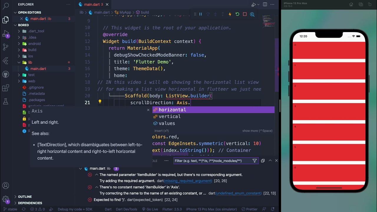 Flutter List View Tutorial, Horizontal list view. YouTube