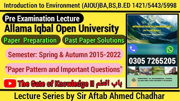 Introduction to Environment_1421/5443/5998_BA,B.ED,BS_AIOU Paper Preparation and Papers Pattern