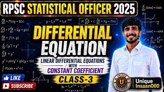 Linear Differential Equations with Constant Coefficient || Rpsc Statistical officer 2025 || Math SO