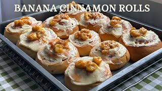🍌 Soft Banana Cinnamon Rolls with Cream Cheese Frosting | Easy & Fluffy Recipe screenshot 1