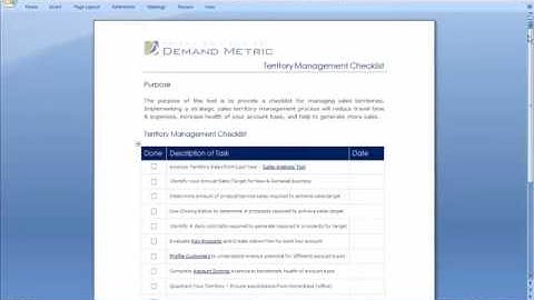 Territory Management Checklist