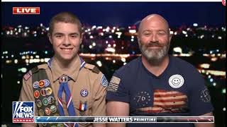 BOY SCOUT SUSPENDED OVER MASK
