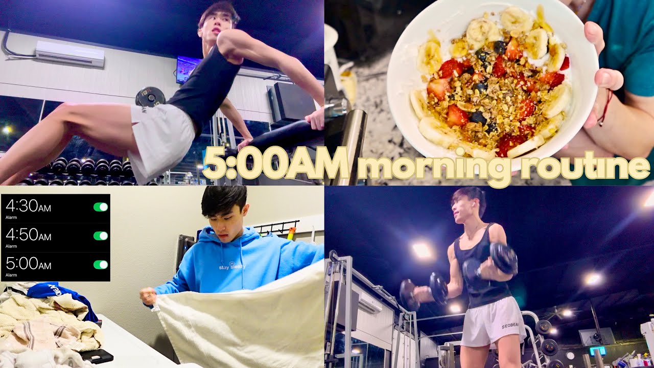 MY *realistic* 5AM MORNING ROUTINE | healthy habits, gym workout routine, & healthy meal