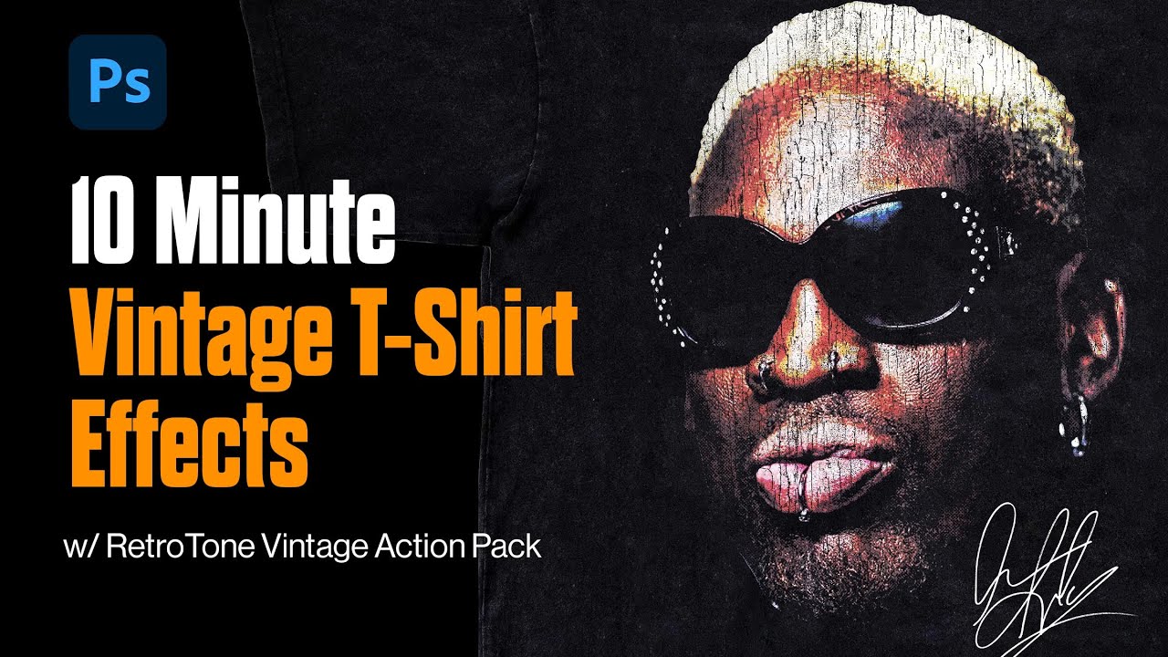 How to Make 90s Vintage T-Shirt Designs with Photoshop 2024 |  RetroTone Vintage Action Pack