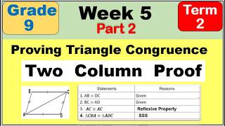 Grade 9 Math | Proving Triangle Congruence  Using Two Column Proof Second Term (Term 2) Week 5