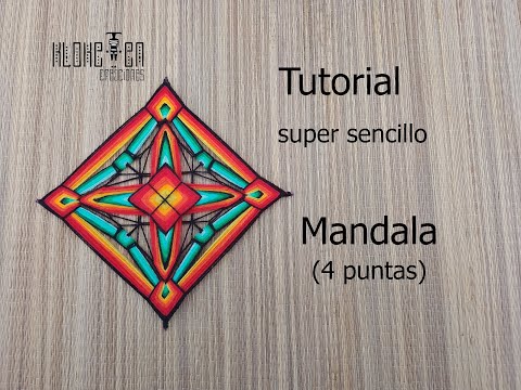 tutorial ojo de Dios mandala weaving with 4 points super simple mandala handmade