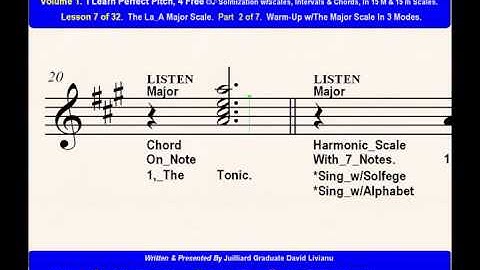 Part 2b. LESSON 7 of 32, The La_A Major Scale. EAR TRAINING EXERCISES