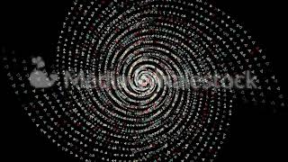 Abstract small triangles moving on a spiral trajectory and flying towards the camera, amazing 3D