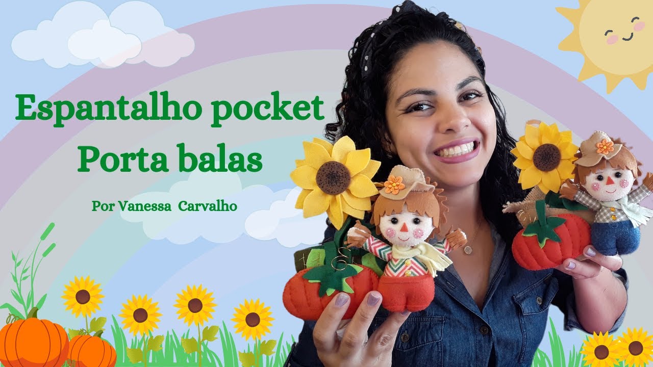 MOLDE GRATUITO - Centro de mesa Espantalho Pocket em feltro