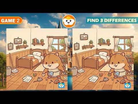Spot The Difference Puzzle | Hamster Tidying Up Room Painting Watercolor Jogging At Park Working