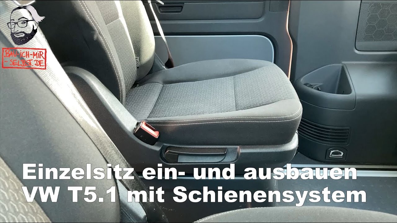 VW T5 Sitz ausbauen / einbauen - Schienensystem im T5 Fahrgastraum 