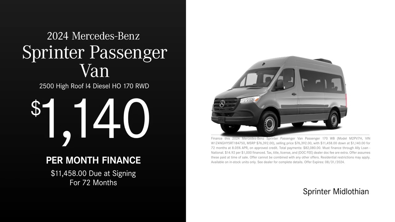 Mercedes-Benz Sprinter Passenger Van 08/09/2024 4168245
