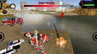 Robot Shark - (FireTruck Robot Fight Water Car Robot) Huge Red Truck Robot || Android Gameplay HD screenshot 5