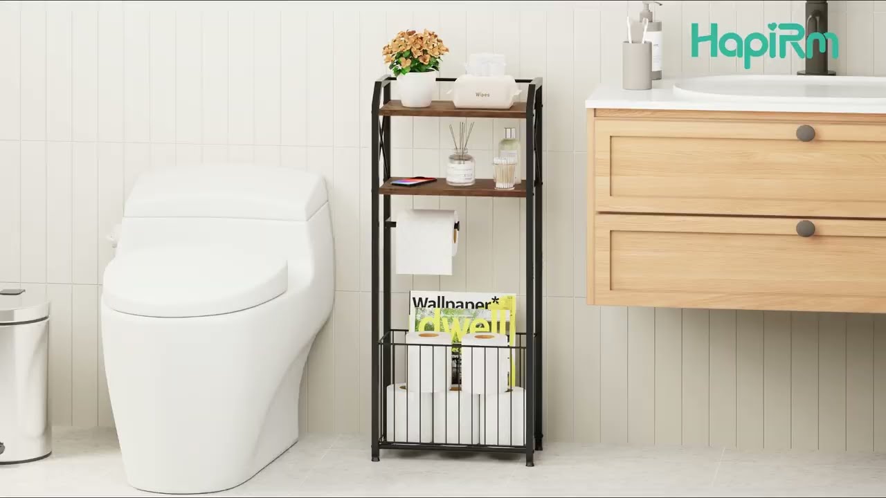 Assembly instructions- HapiRm Freestanding Toilet Paper Holder with Wood Shelves-ZWJ259 (B0FRSLKJ5J)