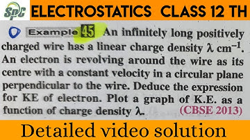 An infinitely long positively charged wire has a linear charged density lemda C/m . An electron is r