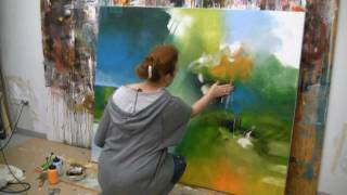 Abstract acrylic painting demo , Acrylmalen abstrakt im Großformat