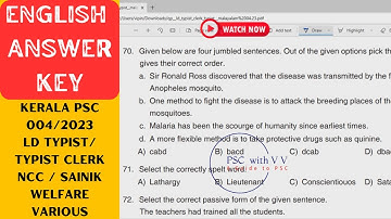 English solved /LD typist/ Typist clerk- NCC sainik welfare /Various/004-2023 #keralapsc #pscwithvv