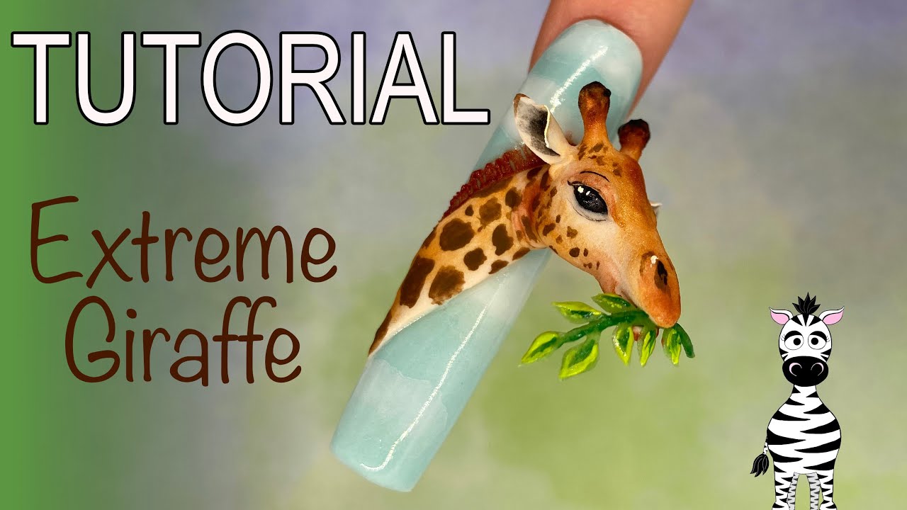 EXTREME 3D Realistic Giraffe Acrylic Nail Art Tutorial | KUPA 3D Monomer Review