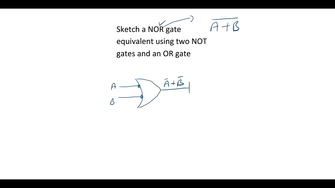 9. Sketch a NOR gate equivalent using two NOT gates and an OR gate