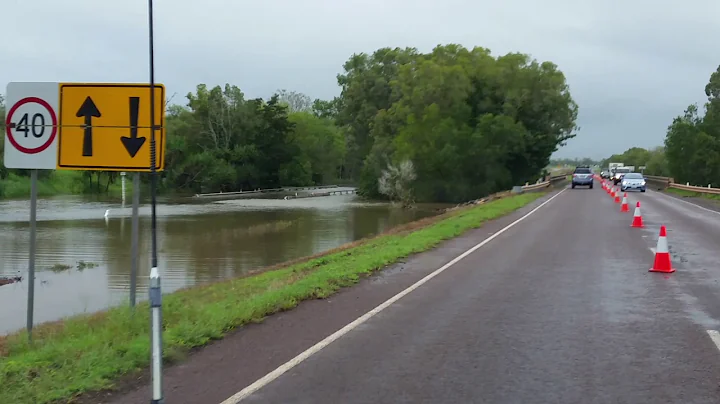 Elizabeth River flooding over the bridge