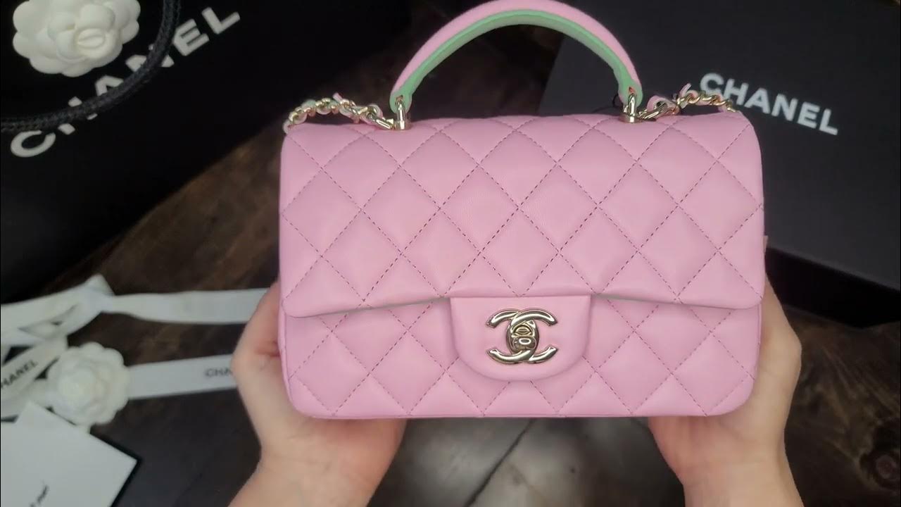 Handbags Chanel Classic Mini Flap Bag with Top Handle Pink/Green