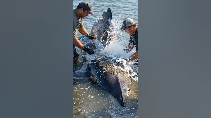 “Beached Whale Gets Life-Saving Cleaning from Barnacles | Amazing Team Effort!”