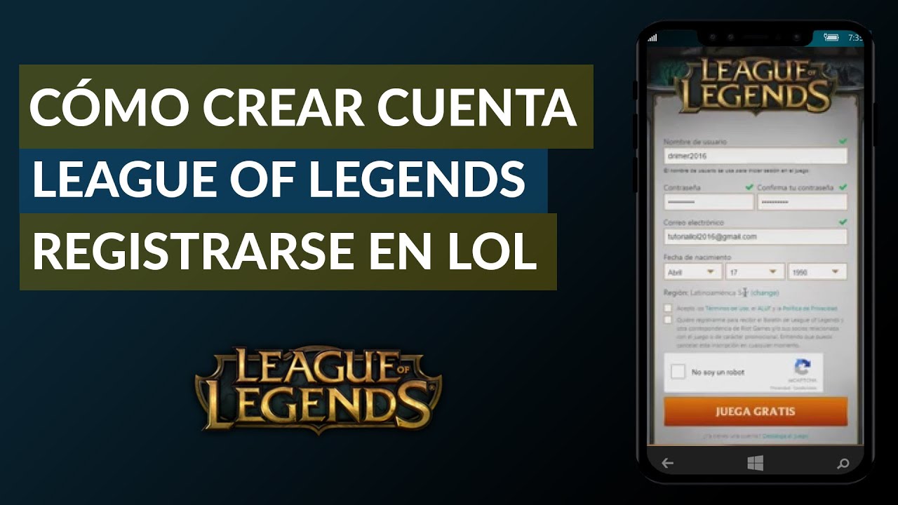 Cómo Crear una Cuenta de League of Legends Registrarte en LoL YouTube Cómo Crear una Cuenta de League of Legends Registrarte en LoL YouTube