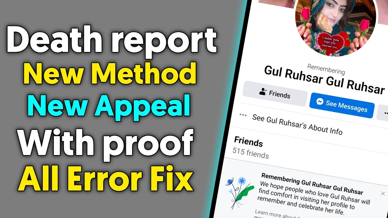 Death Report new working trick 2022 || Memorialize facebook account  with proof || MISS TRICKER