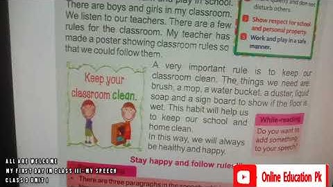 All are welcome My first day in class 3 my speech | class 3 unit 1 english translation