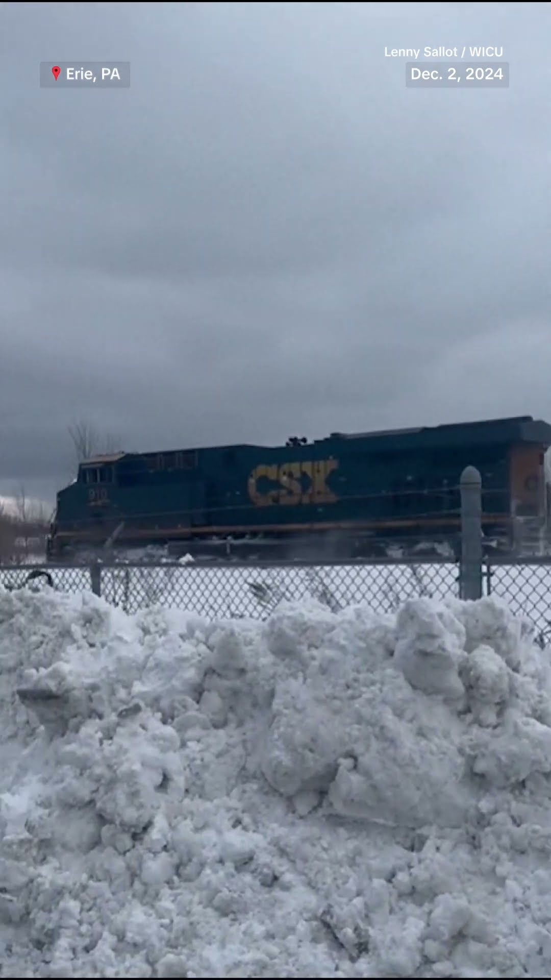 Train collides with truck stuck on track due to ice and snow