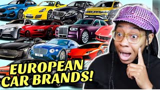 AMERICAN REACTS TO EUROPEAN CAR BRANDS FOR THE FIRST TIME! 🤯 (GERMANY MAKES THE BEST CARS?!)