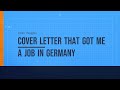 Cover Letter that got me a job in Germany