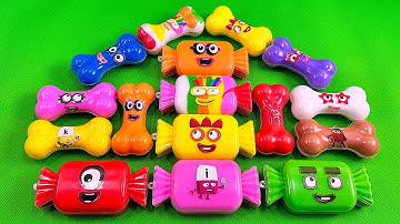 Rainbows EGGS 🌈 Cleaning Numberblocks Dinosaur Eggs with Rainbow SLIME Colorful! Satisfying, ASMR