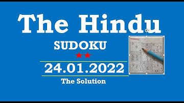 The Hindu  Sudoku Jan 24, 2022 - 2 Star - The Solution