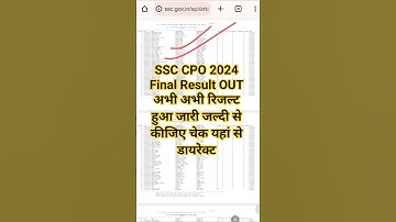 SSC CPO Final Result 2025 out | SSC CPO 2024 final result | SSC CPO si final result 2025 #ssccpo2025