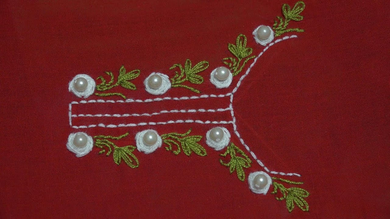 Hand Embroidery Neckline Embroidery for Kurtis, Kameez YouTube
