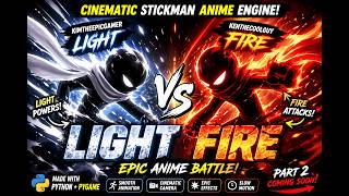 KIM VS KEN: LIGHT vs FIRE — Cinematic Stickman Anime Engine (Python + Pygame | Anime Fight System)
