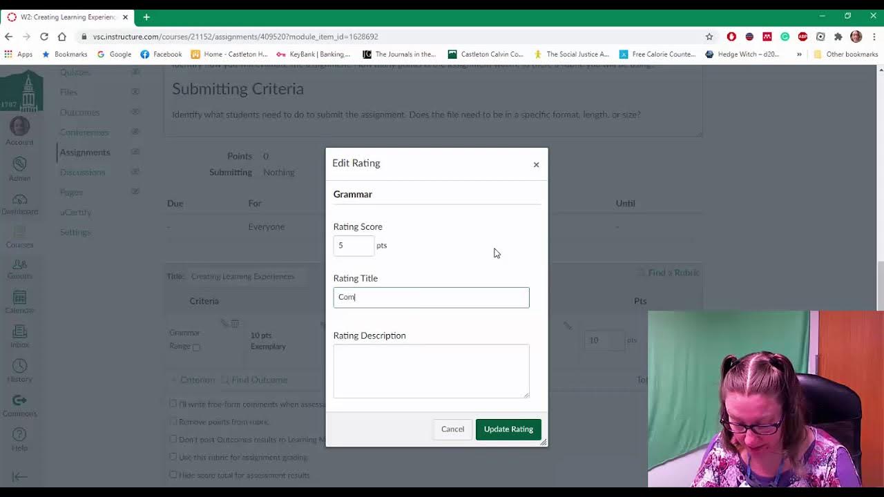 Canvas Adding a Rubric to an Assignment YouTube