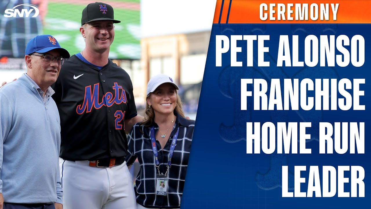 Церемония награждения лидера франшизы «Нью-Йорк Метс» Пита Алонсо