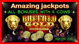 📌Wow!! Amazing Jackpots all Starting With 4 Coins on the Same Day | Buffalo Gold Collection