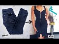 DIY Denim Dress / How to covert old jeans to bodycon zipper dress.